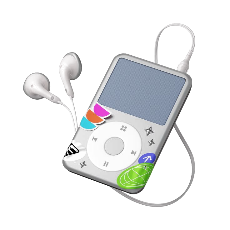 Classic white iPod with earphones sticker
