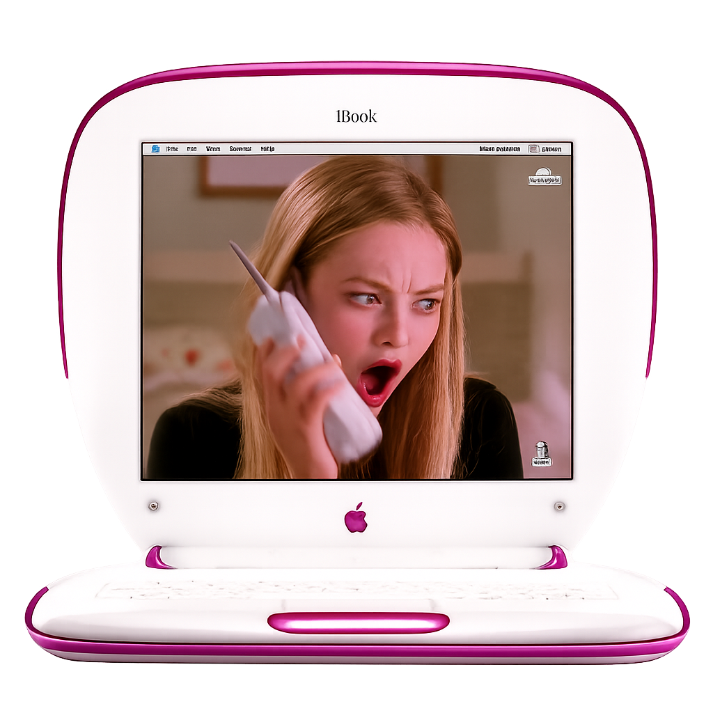 Pink retro iMac computer sticker